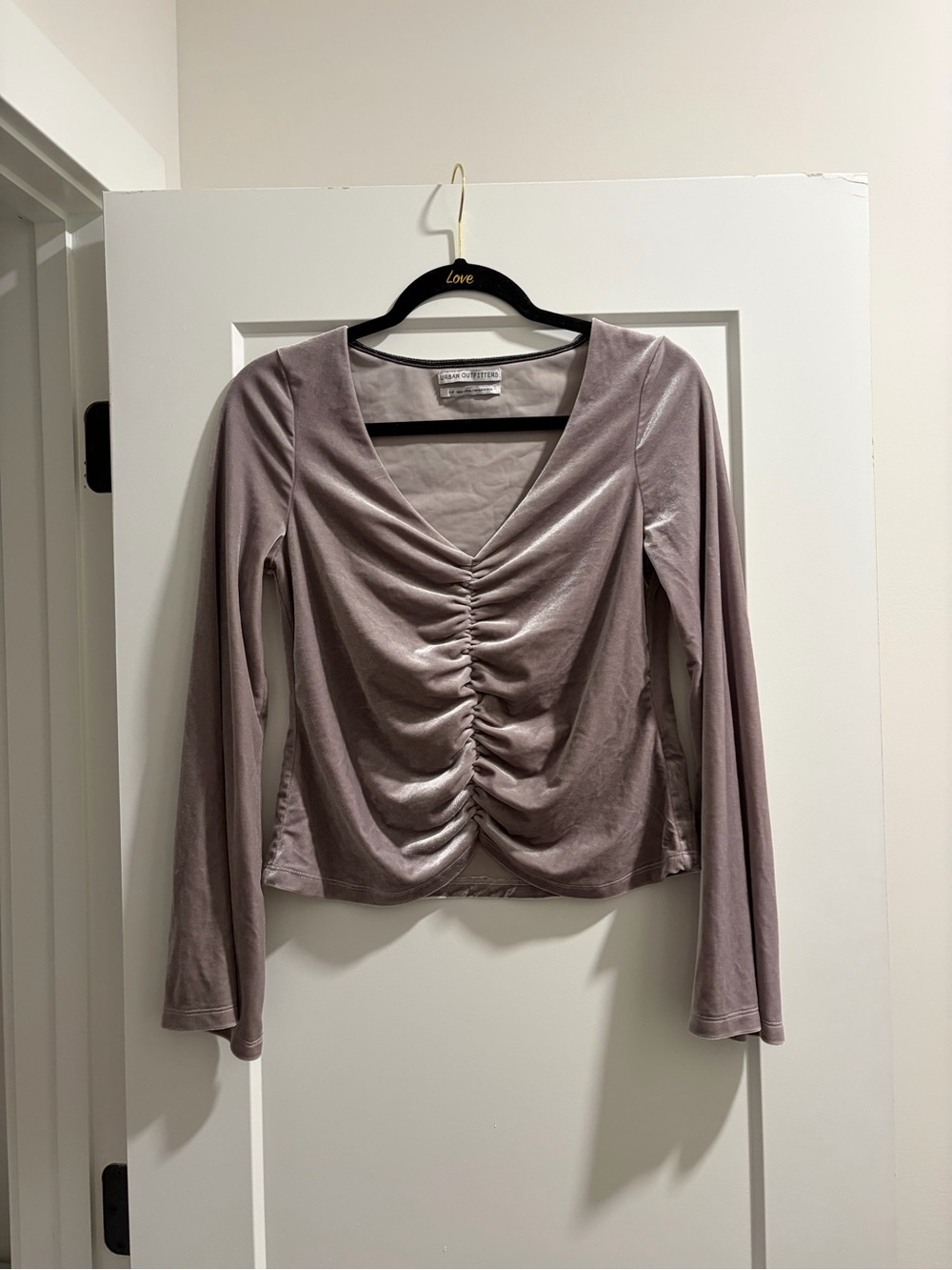 Urban Outfitters Gray Velvet Ruched Going Out Top